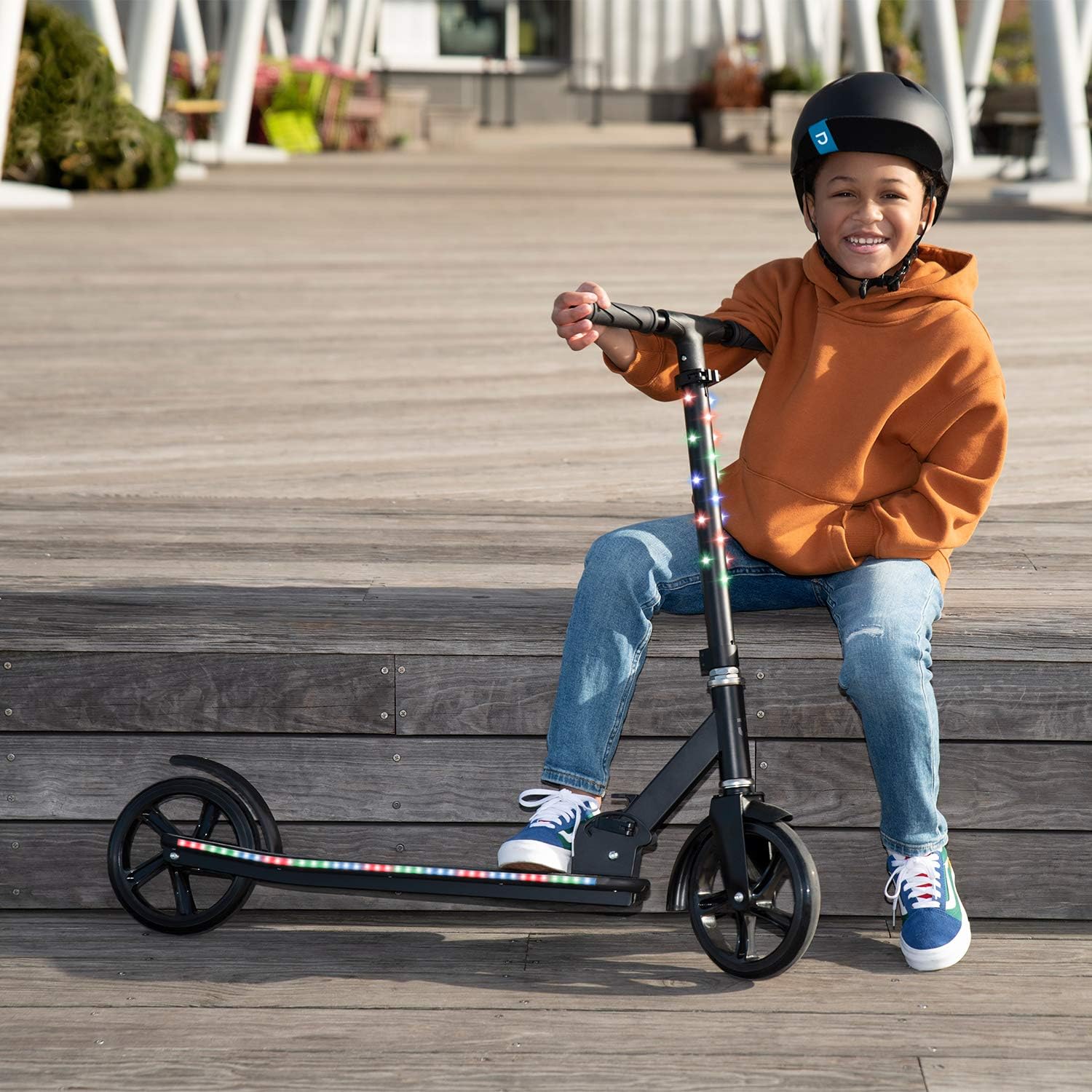 Jetson Jupiter Jumbo 2-Wheel Kick Scooter, Sturdy Wide Deck, Height Adjustable Handlebar, Rear Brake, Easy-Folding Mechanism, 8 inch wheels