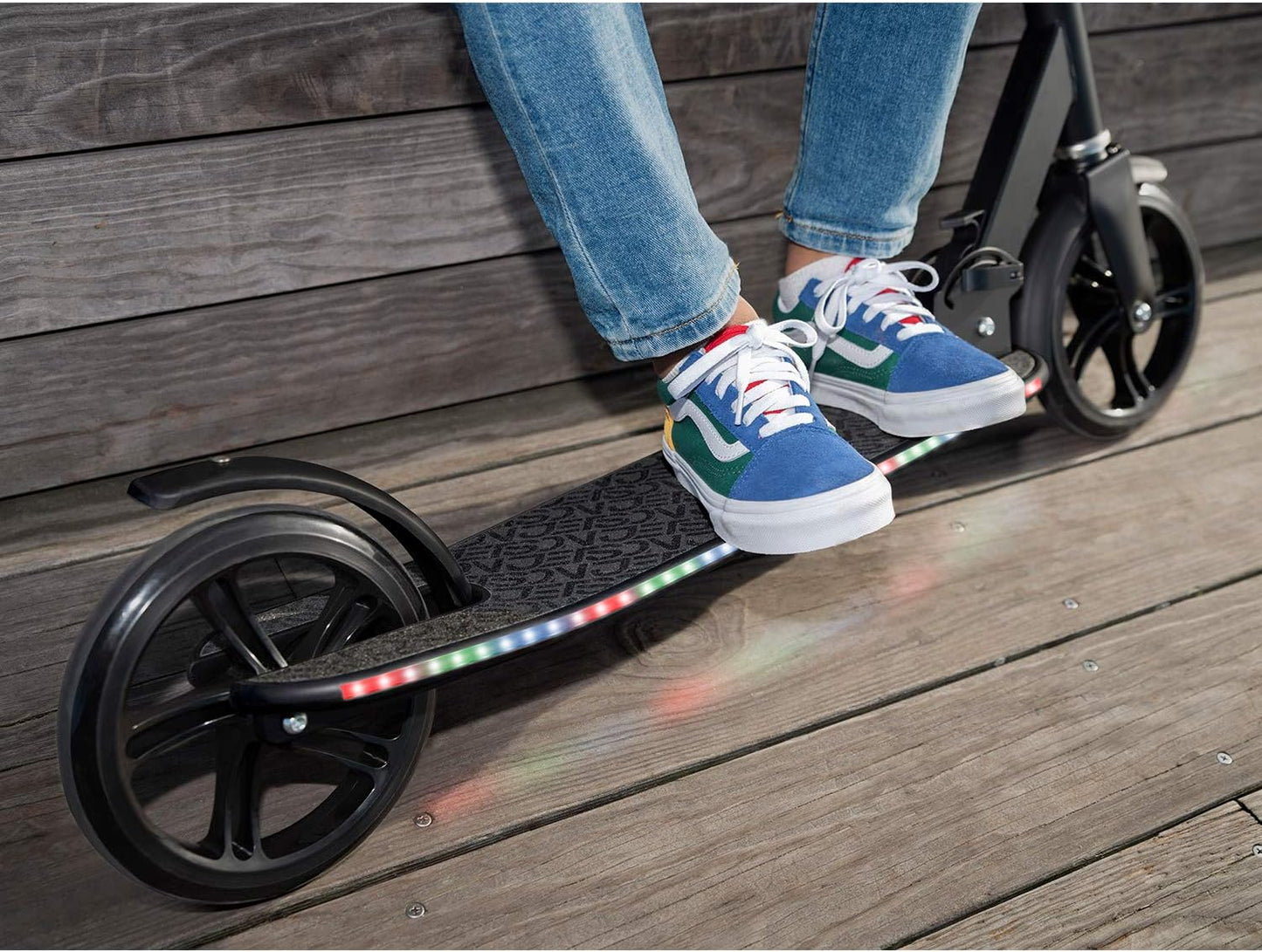 Jetson Jupiter Jumbo 2-Wheel Kick Scooter, Sturdy Wide Deck, Height Adjustable Handlebar, Rear Brake, Easy-Folding Mechanism, 8 inch wheels